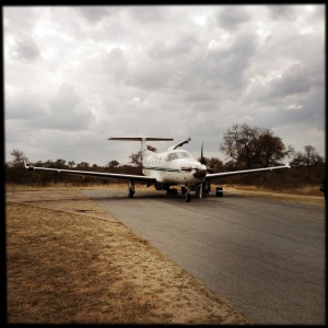 Flat, scrubby Ngala airstrip.