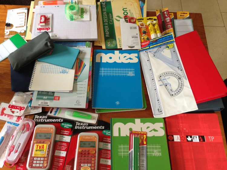 Just a fraction of the school supplies on our list or rentree shopping.